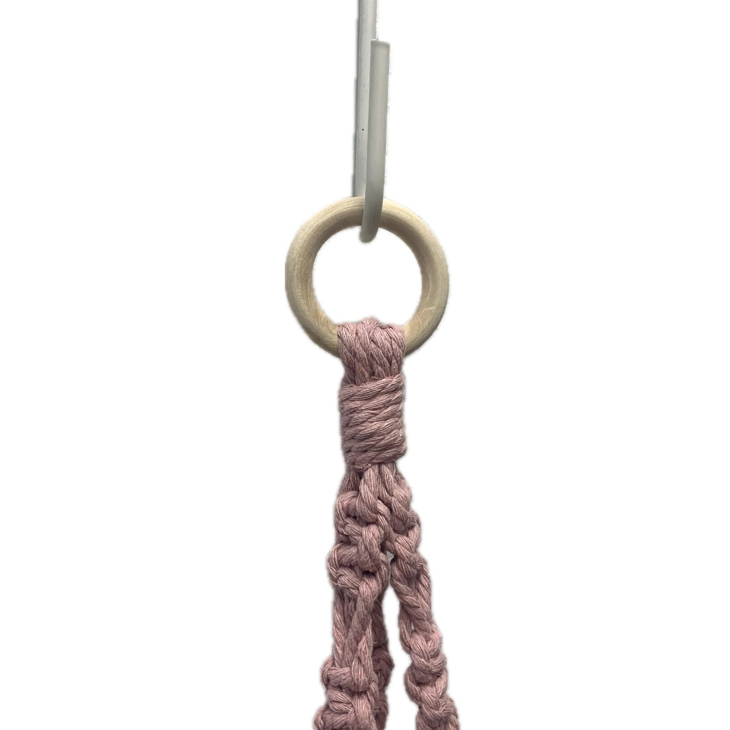 THIS BIRD HAS FLOWN - Macrame Pot Holder- Mauve Interrupted Weave with Pot
