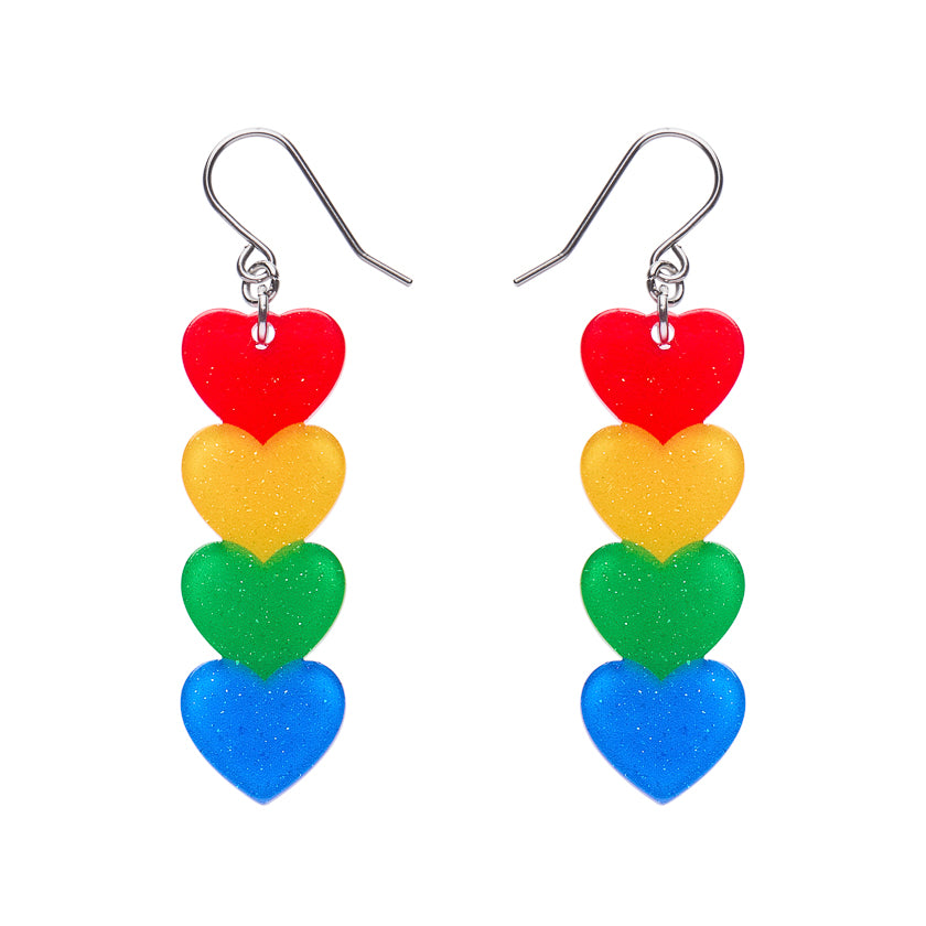 ERSTWILDER - Rainbow Hearts Drop Earrings - RAINBOW BRITE