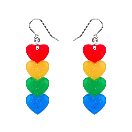ERSTWILDER - Rainbow Hearts Drop Earrings - RAINBOW BRITE