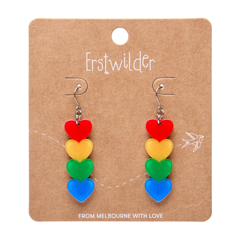 ERSTWILDER - Rainbow Hearts Drop Earrings - RAINBOW BRITE