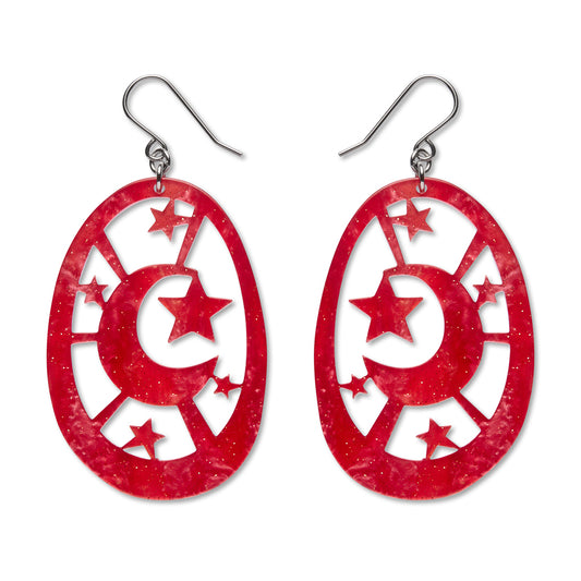 ERSTWILDER - Moonlight Drop Earrings Red - Pete Cromer Fairy Tales: Part 2