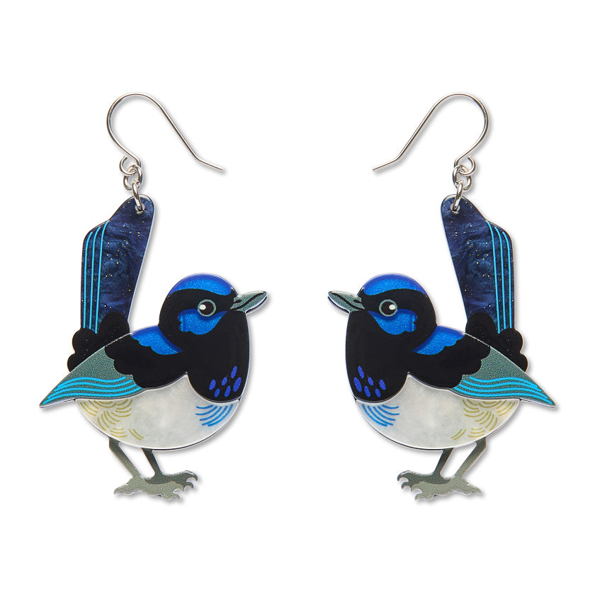 ERSTWILDER - "Superb Fairy Wren" Drop Earrings - ROYAL BOTANIC GARDENS VICTORIA