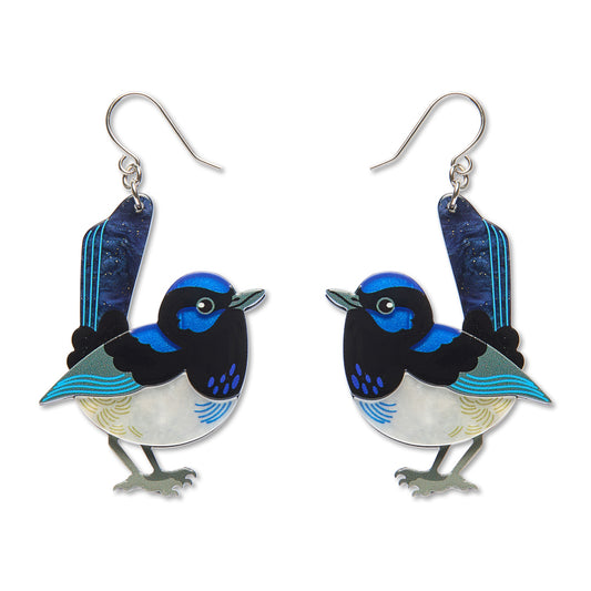 ERSTWILDER - "Superb Fairy Wren" Drop Earrings - ROYAL BOTANIC GARDENS VICTORIA