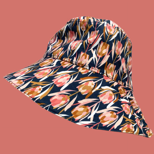 Teacups n Quilts- Protea Fabric Hat- Adult Size