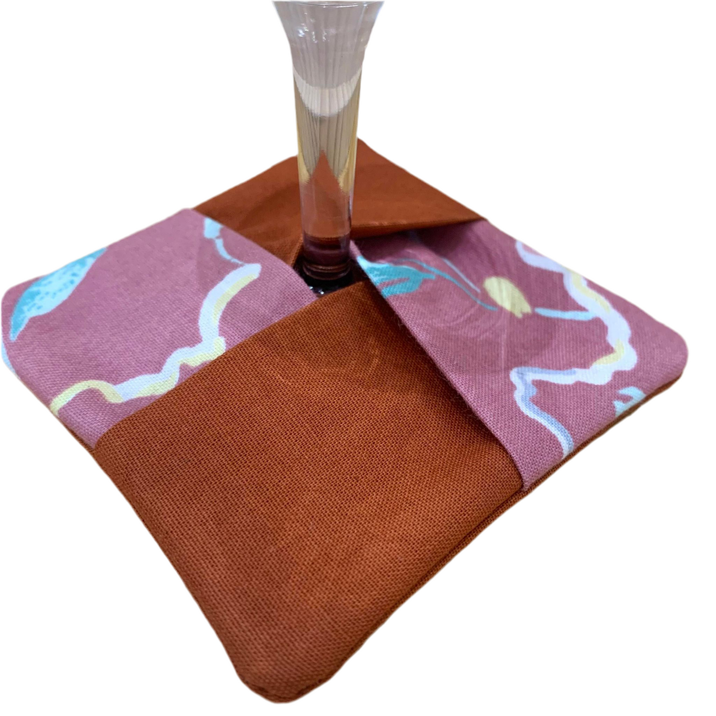 MUMMA WHOOPEE- SINGLE WINE GLASS SLIPPER/COASTERS- Lollies & Orange