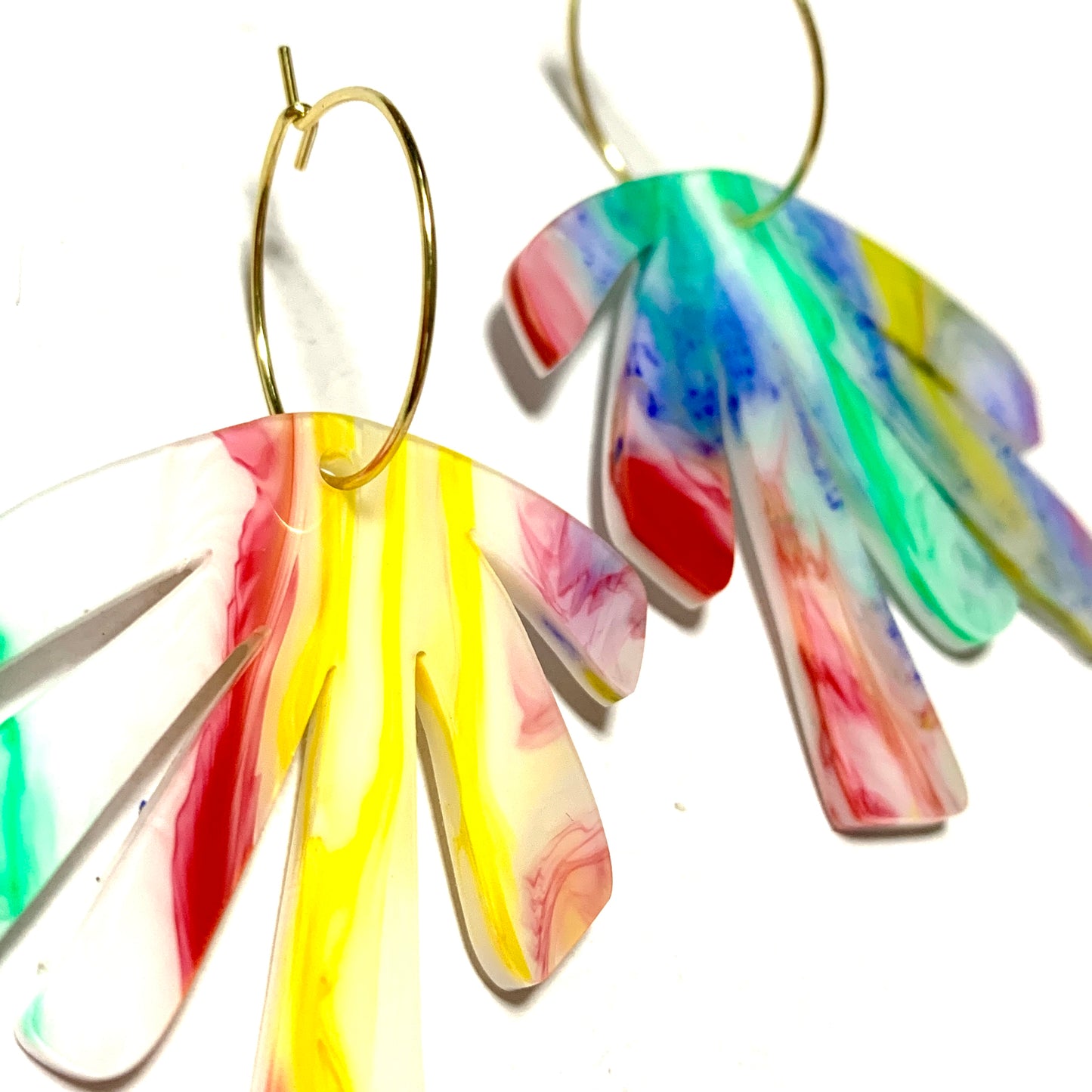 THIS BIRD HAS FLOWN - “Marble Bursts” HOOP DANGLE EARRINGS