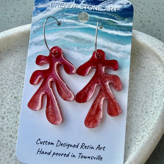 BRENDA STONE ART - Fan Coral Hoop Earrings 3