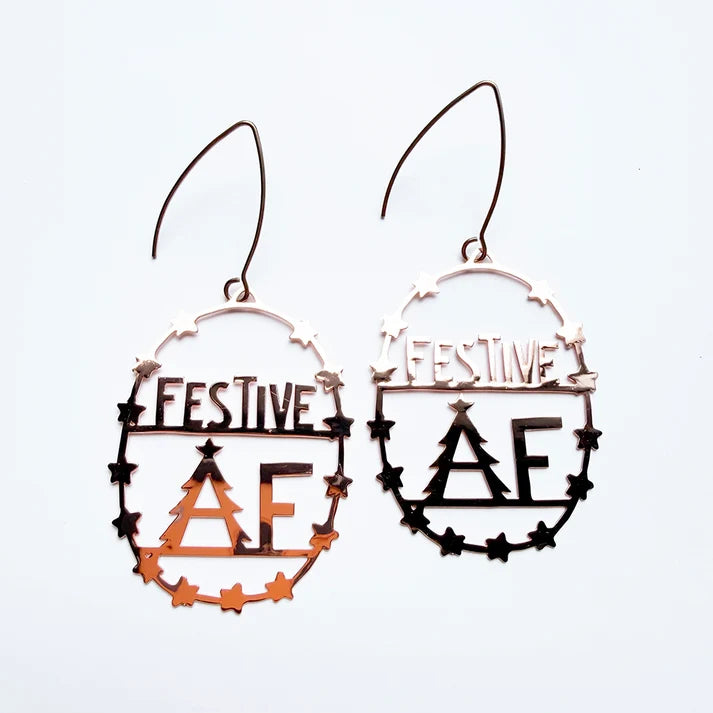 DENZ & CO- Festive AF Earring in Rose Gold - CHRISTMAS DANGLE EARRINGS
