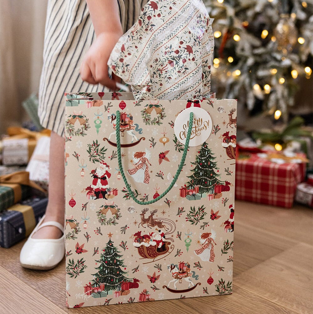 BESPOKE LETTERPRESS - "Jolly Santa" Large Christmas Gift Bag