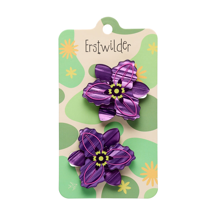 ERSTWILDER - "Chocolate Lily" Hair Clips 2 Piece - ROYAL BOTANIC GARDENS VICTORIA