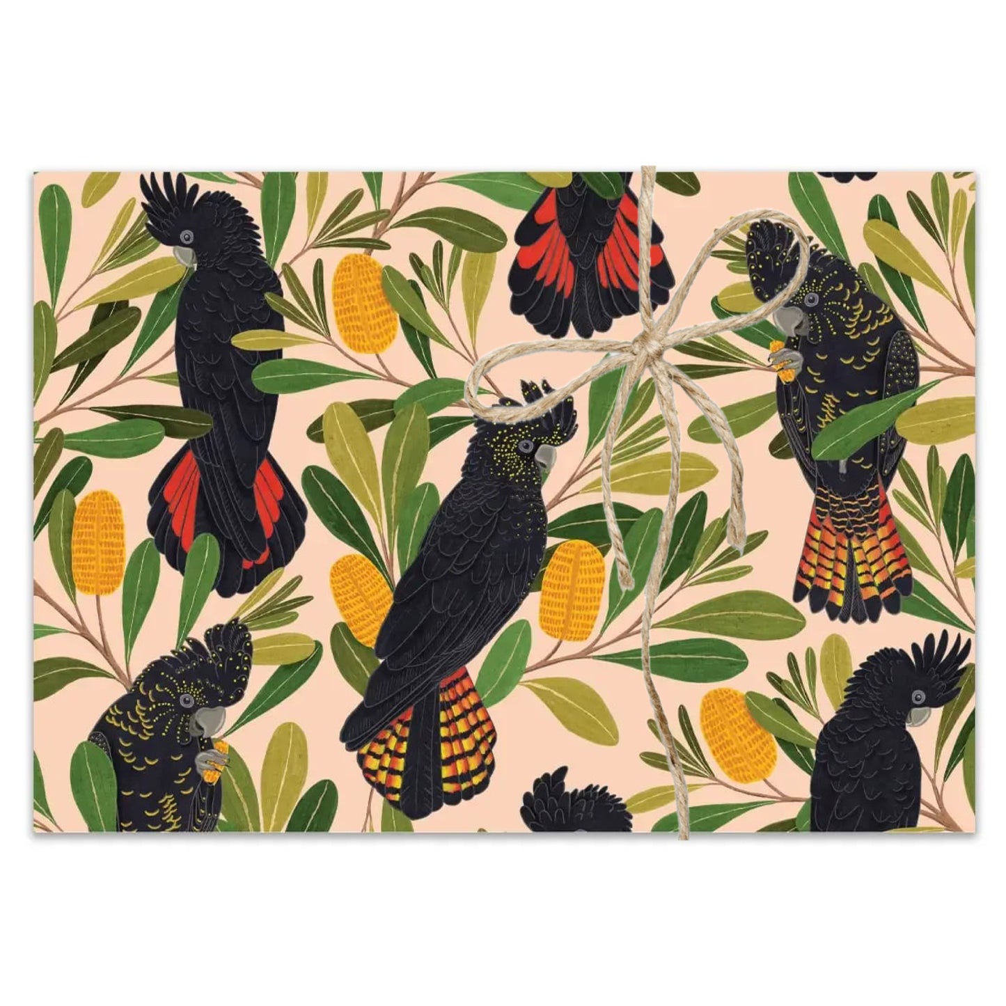 EARTH GREETINGS- Cockatoos & Banksias- Folded Gift Wrap