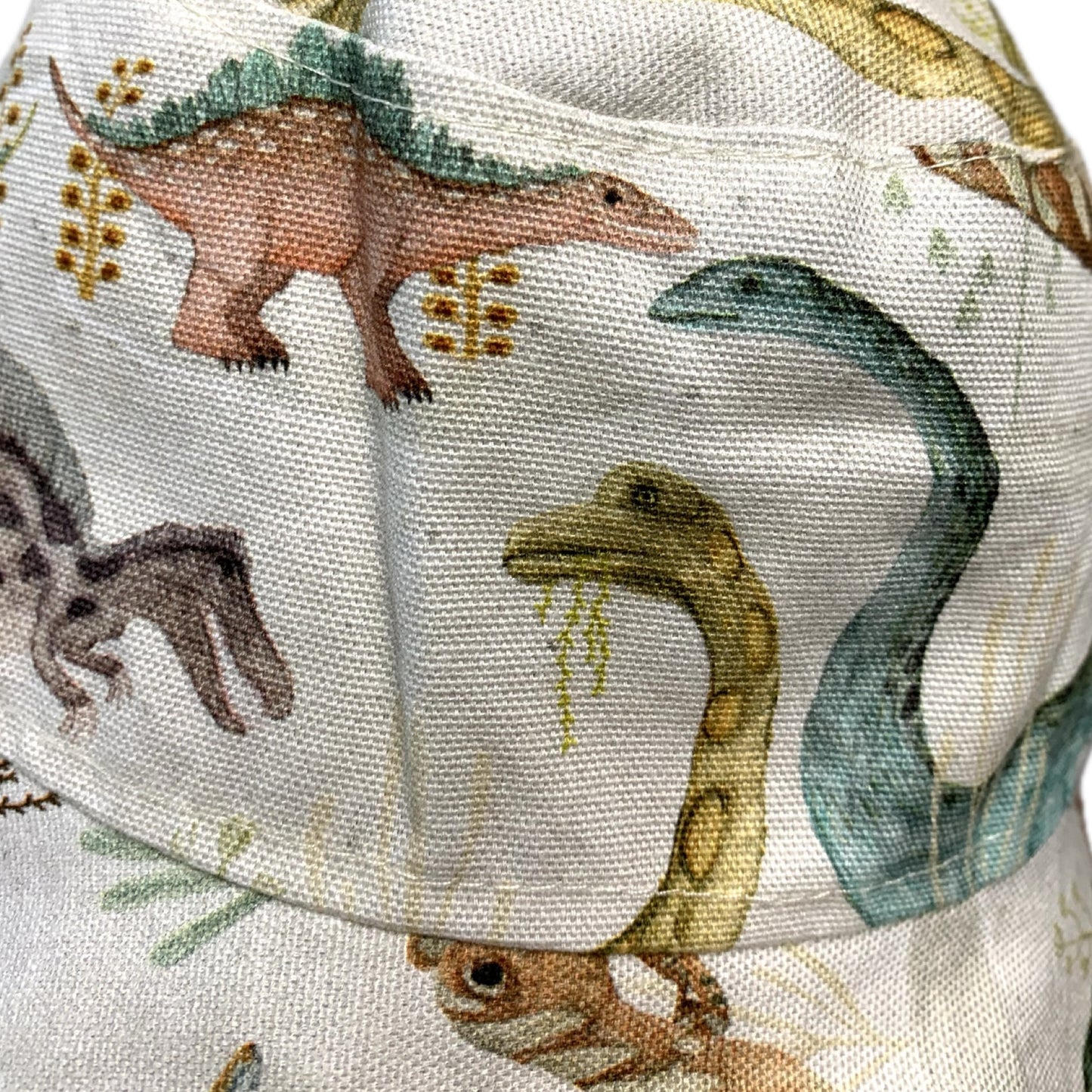Teacups n Quilts - Cream Dinosaurs Fabric Hat - Kids Size Large