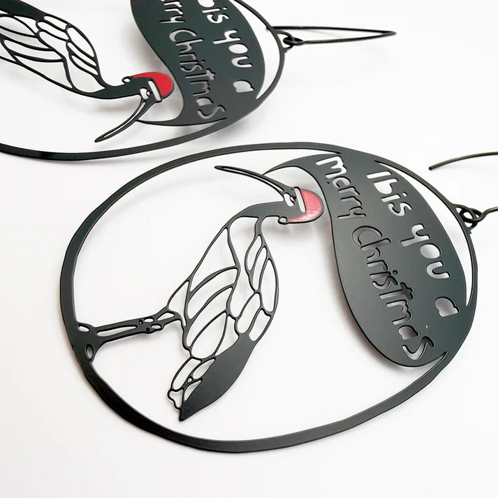 DENZ & CO- Ibis You a Merry Christmas earrings in Black, White and Red - DANGLE EARRINGS
