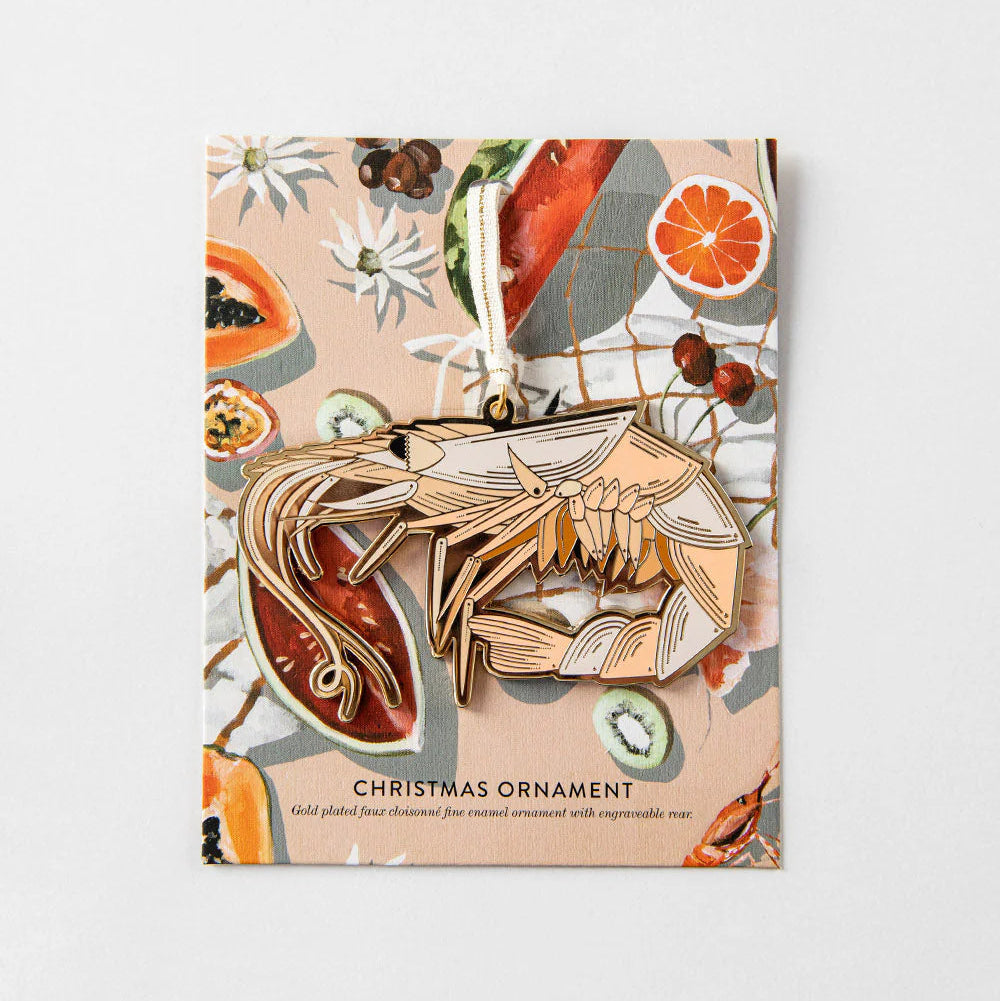 BESPOKE LETTERPRESS - Prawn- Fine Enamel Christmas Ornament
