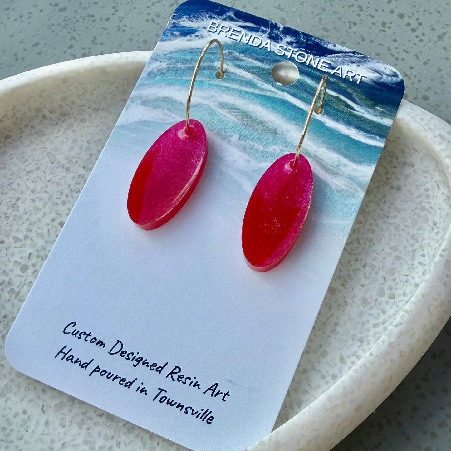 BRENDA STONE ART - Ocean Tear Short Hoop Earrings 2