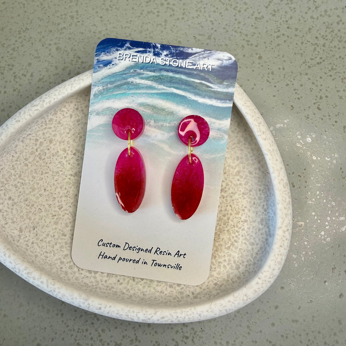 BRENDA STONE ART - Ocean Tear Short Stud Earrings