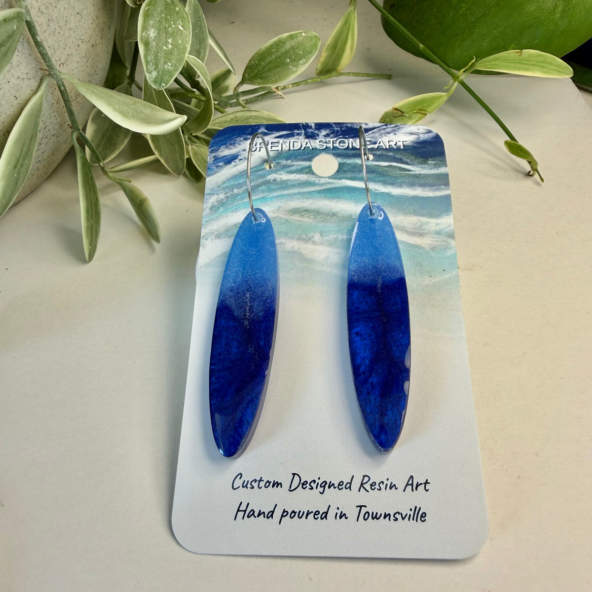 BRENDA STONE ART - Ocean Tear Long Hoop Earrings 2