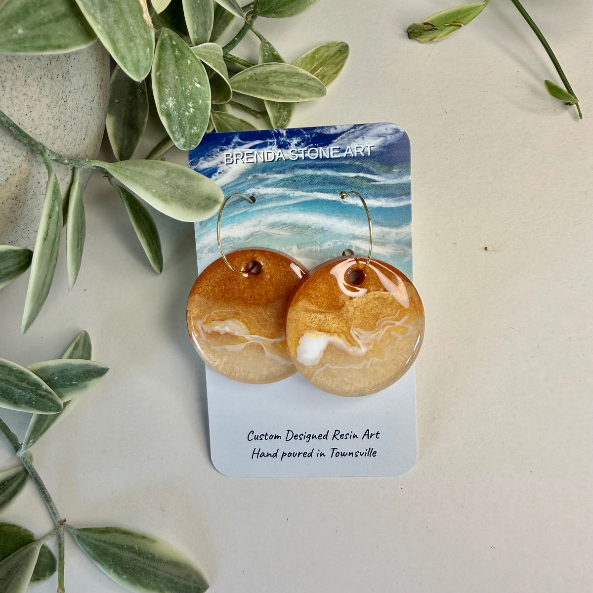 BRENDA STONE ART - Sunset Beach Porthole Hoop Earrings 1