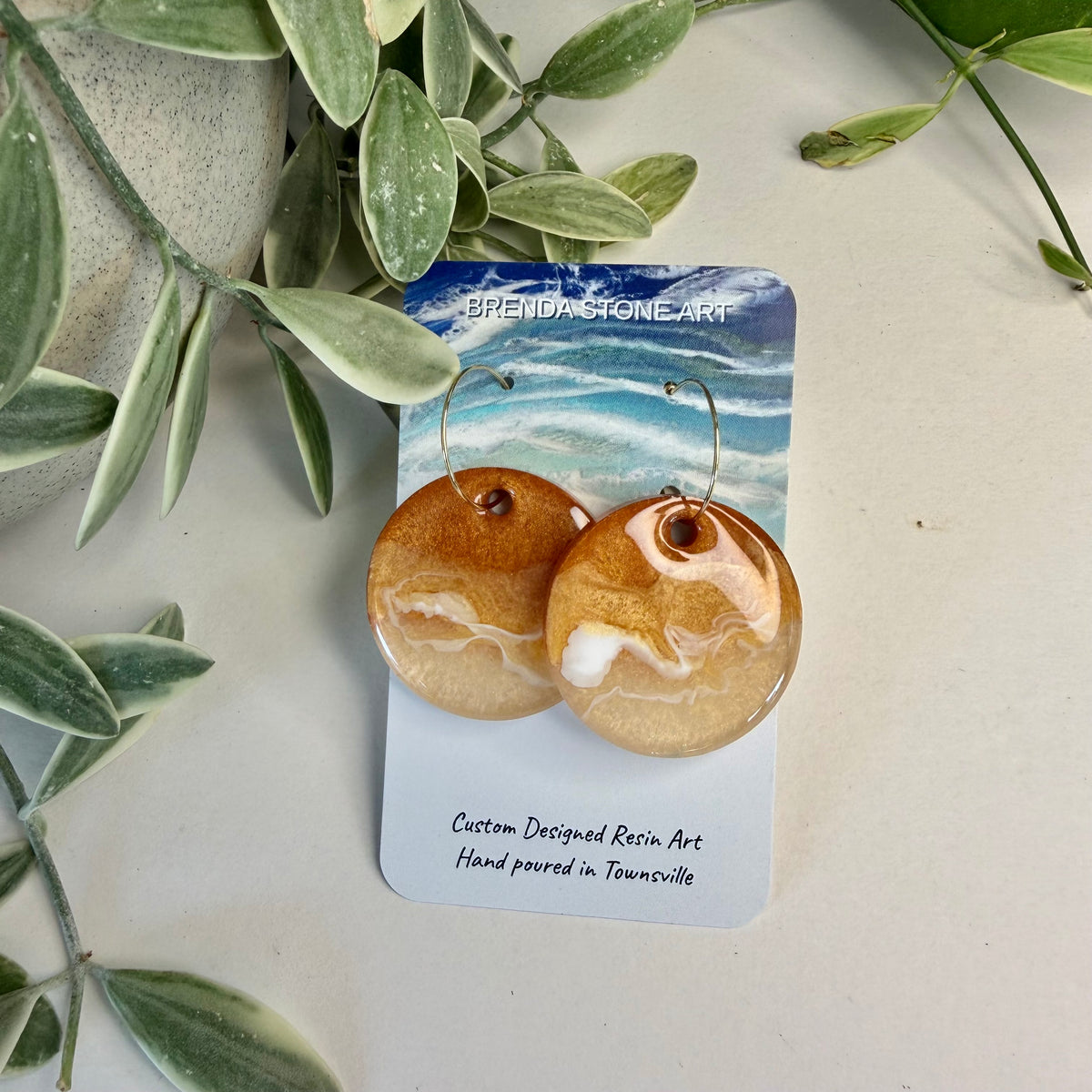 BRENDA STONE ART - Sunset Beach Porthole Hoop Earrings 1