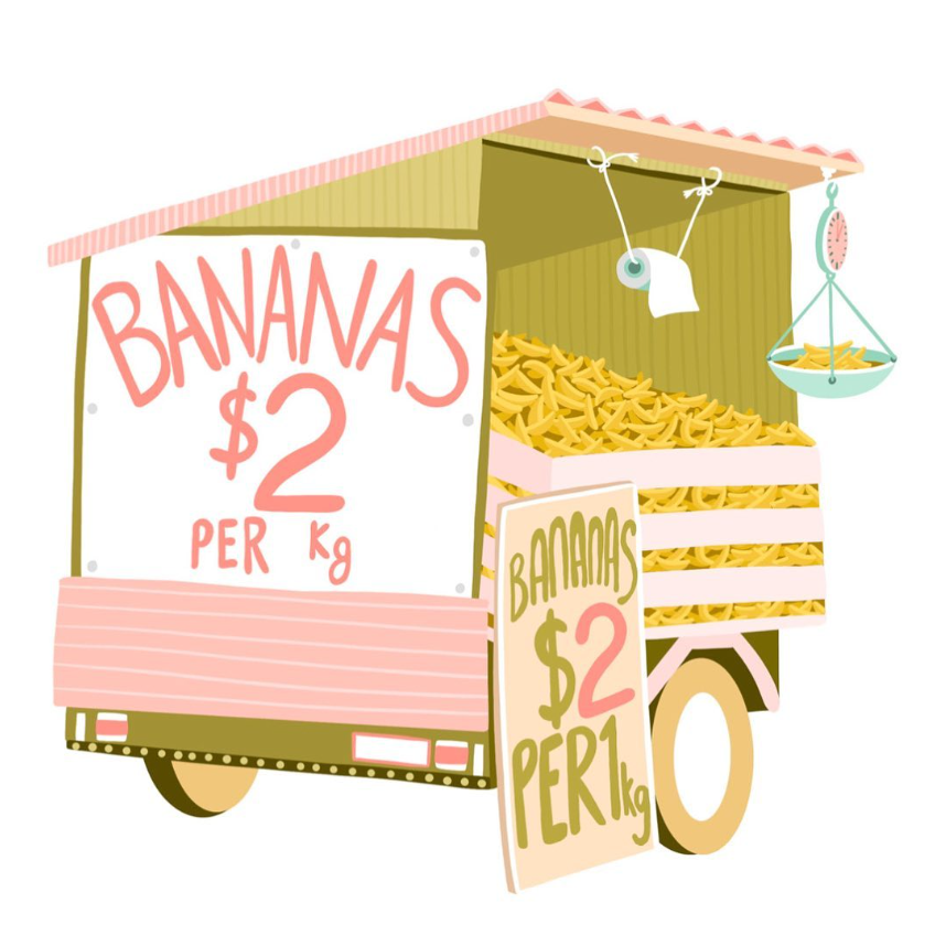 Designs by Claudia - Banana Cart A4 Prints