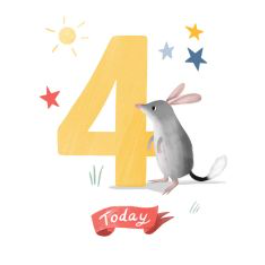 NUOVO - "Bilby Is Four" SMALL GREETING CARD - Cat MacInnes