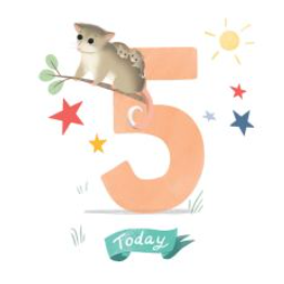 NUOVO - "Possum is Five" SMALL GREETING CARD - Cat MacInnes