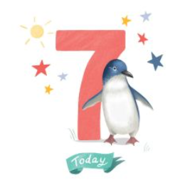 NUOVO - "Penguin Is Seven" SMALL GREETING CARD - Cat MacInnes