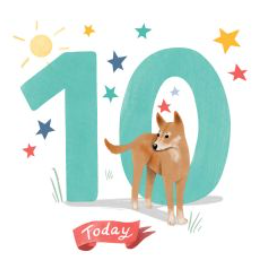 NUOVO - "Dingo Is Ten" SMALL GREETING CARD - Cat MacInnes