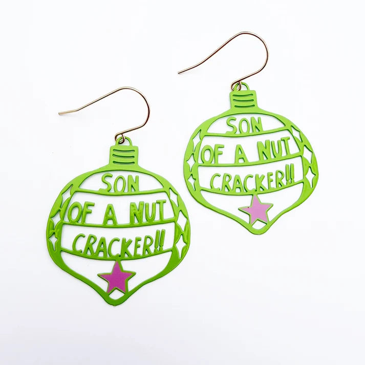 DENZ & CO- Son of a Nutcracker in Lime and Pink - DANGLE EARRINGS