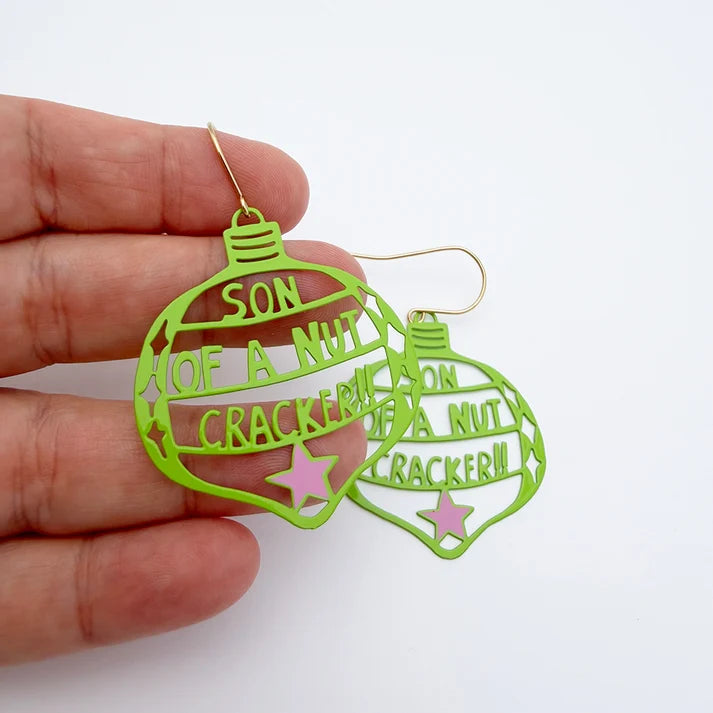 DENZ & CO- Son of a Nutcracker in Lime and Pink - DANGLE EARRINGS