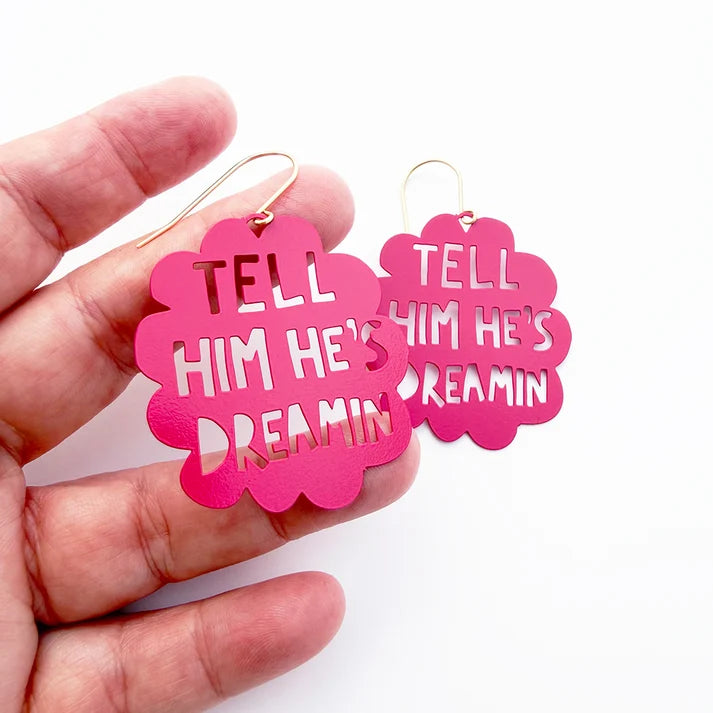DENZ & CO - "Tell Him He's Dreaming" earrings in Raspberry