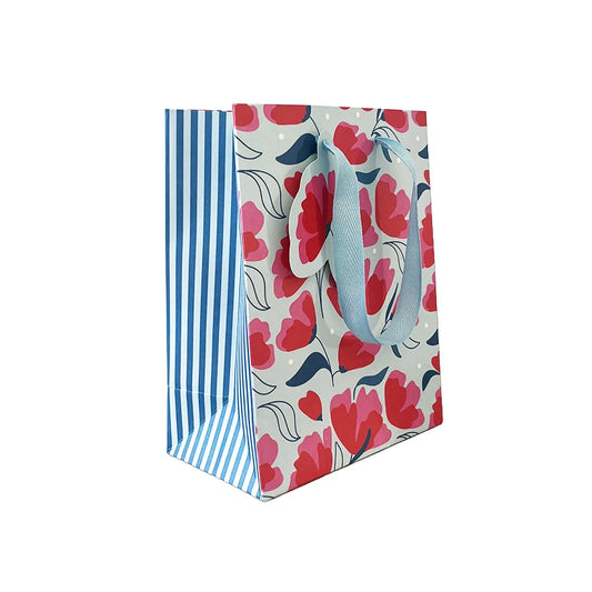 TO THE MOON AND BACK PRINTS - Red & Blue Floral - Eco-Friendly Gift Bags