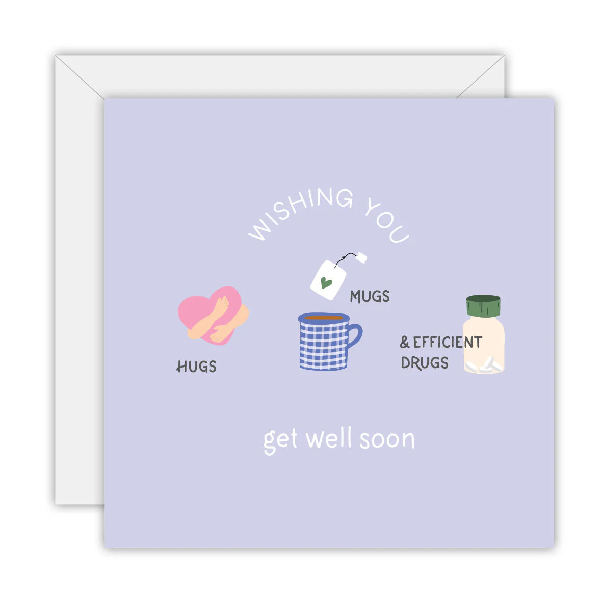 TO THE MOON & BACK PRINTS- "HUGS, MUGS AND EFFECTIVE DRUGS"- Greeting Card