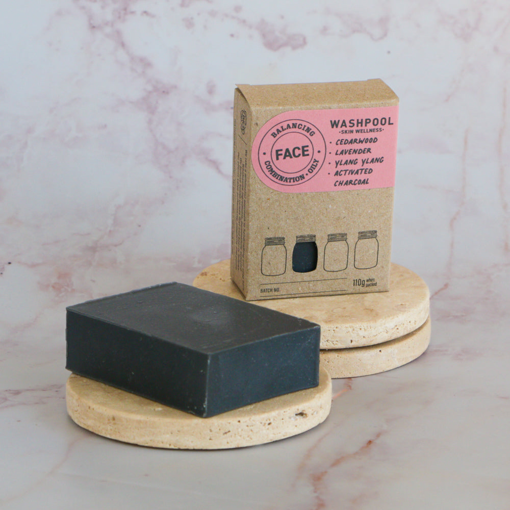 WASHPOOL SUPPLY CO- Balancing Facial Cleansing Bar with Lavender, Cedarwood and Activated Charcoal