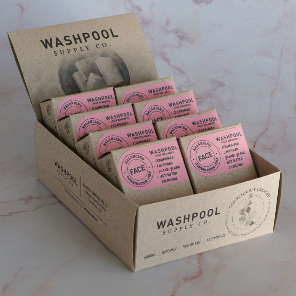 WASHPOOL SUPPLY CO- Balancing Facial Cleansing Bar with Lavender, Cedarwood and Activated Charcoal