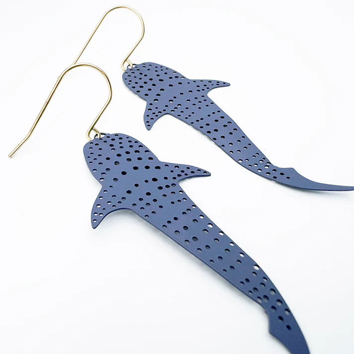 DENZ & CO - Whale Shark earrings in Denim
