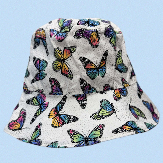 Teacups n Quilts - Glittery Butterflies Fabric Hat- Kids Size Large