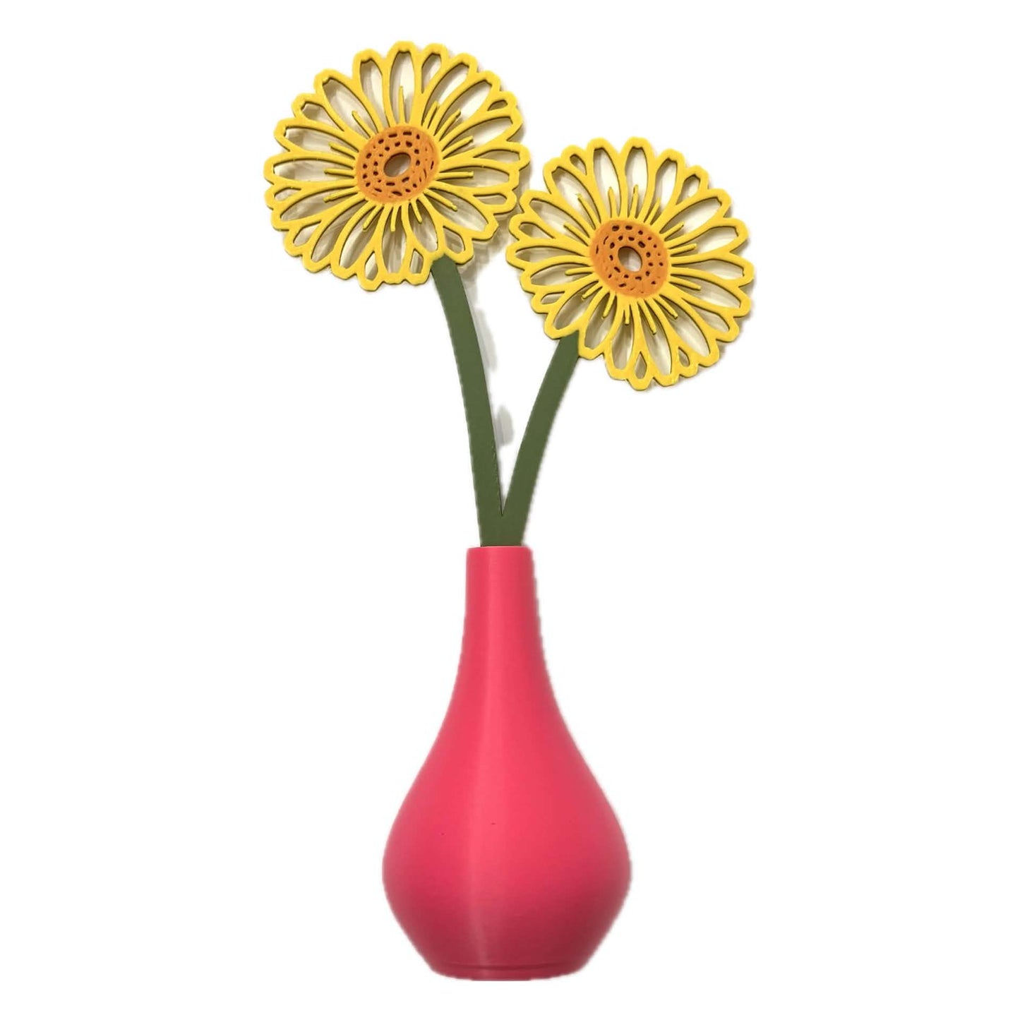DWAYNSKI.3D - GERBERA YELLOW - MAGNETIC BUD VASE WITH PRINTED FLOWER STEM