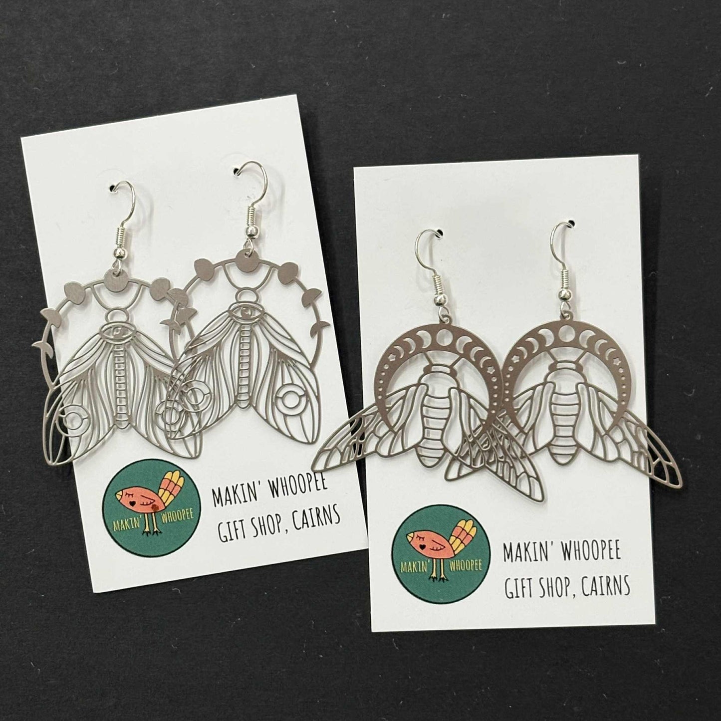 MAKIN' WHOOPEE - "Moth Dance" Stainless Steel Earrings