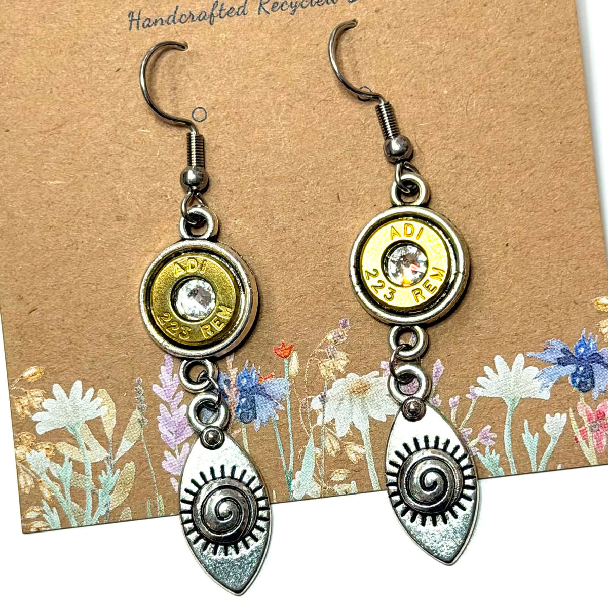 WILD BRASS- Charm Drops- Sun Tear Drops with Clear Swarovski Crystals