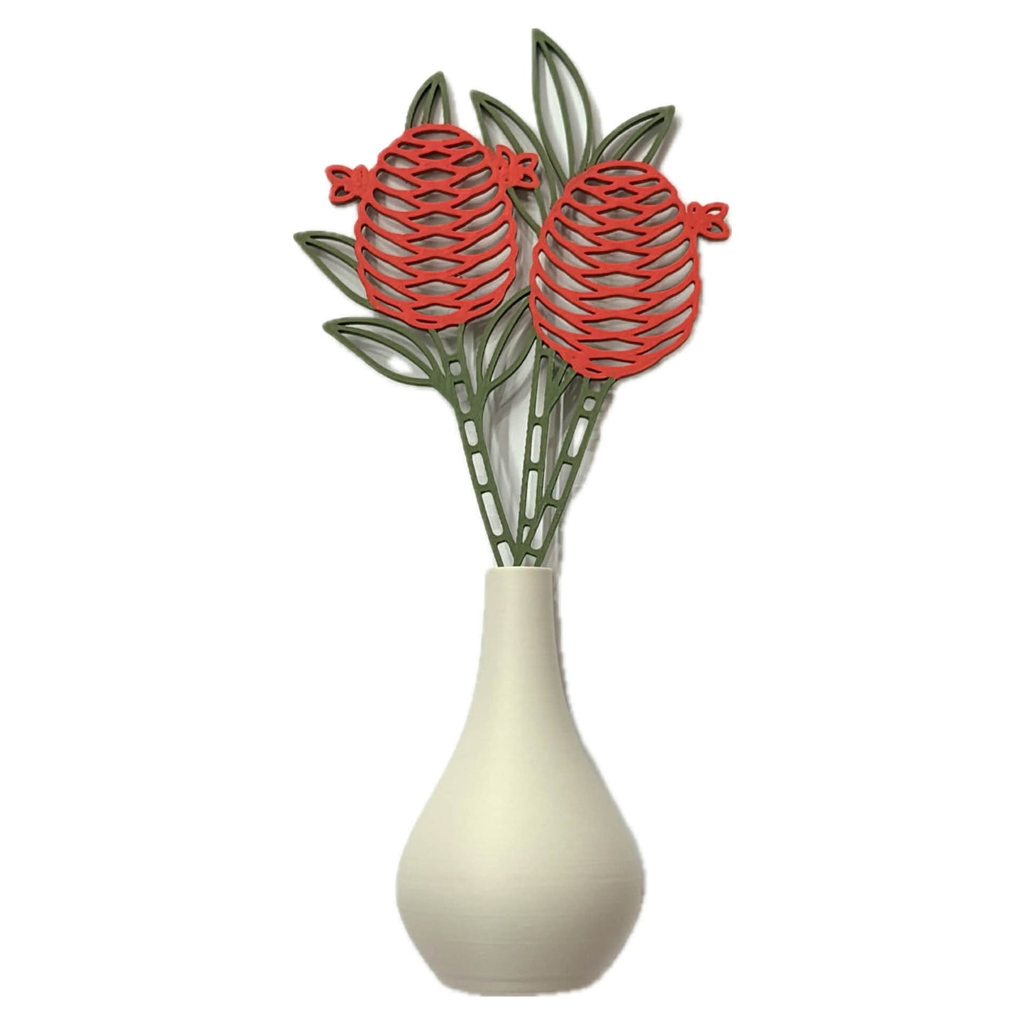 DWAYNSKI.3D - RED GINGER BLOOMS - MAGNETIC BUD VASE WITH PRINTED FLOWER STEM