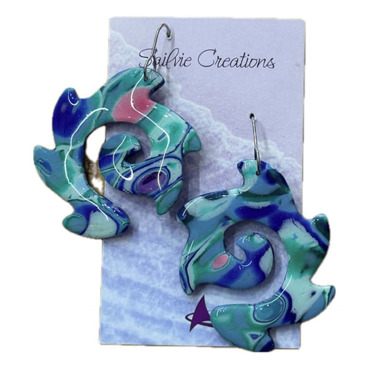 Sailvie Creations - Large Ocean Spiral Hook Dangle Earrings
