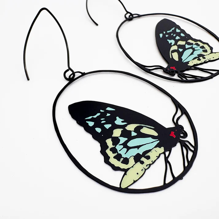 DENZ & CO - Midi Butterfly earrings in Cairns Birdwing - DANGLE EARRINGS