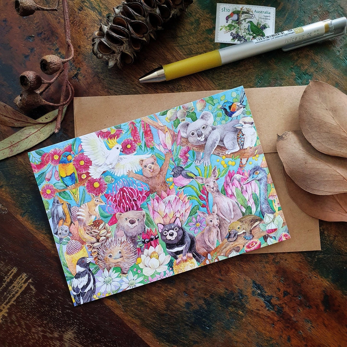 WATERCOLOURS BY CAT- Australian Animal Family Greeting Card