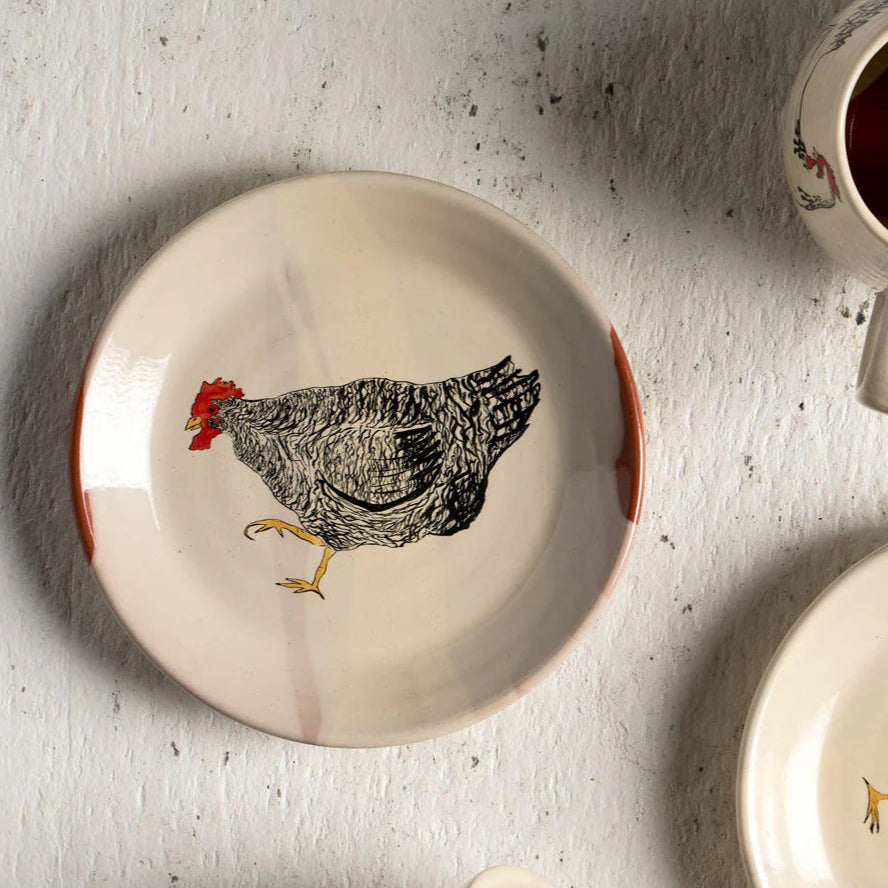 ROBERT GORDON POTTERY - "Mabel" (Black Chicken) Plate - Emogen Clark Collaboration