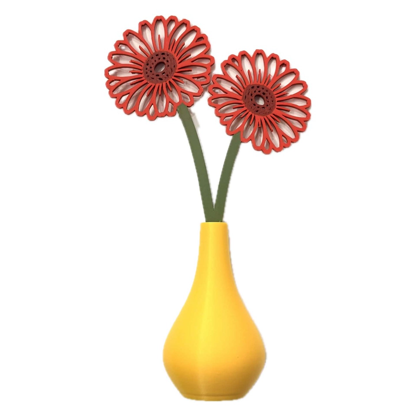 DWAYNSKI.3D - GERBERA RED- MAGNETIC BUD VASE WITH PRINTED FLOWER STEM