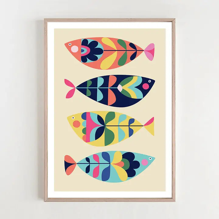 3 BIRDIES STUDIO- "Modern Fish" A4 Art Print