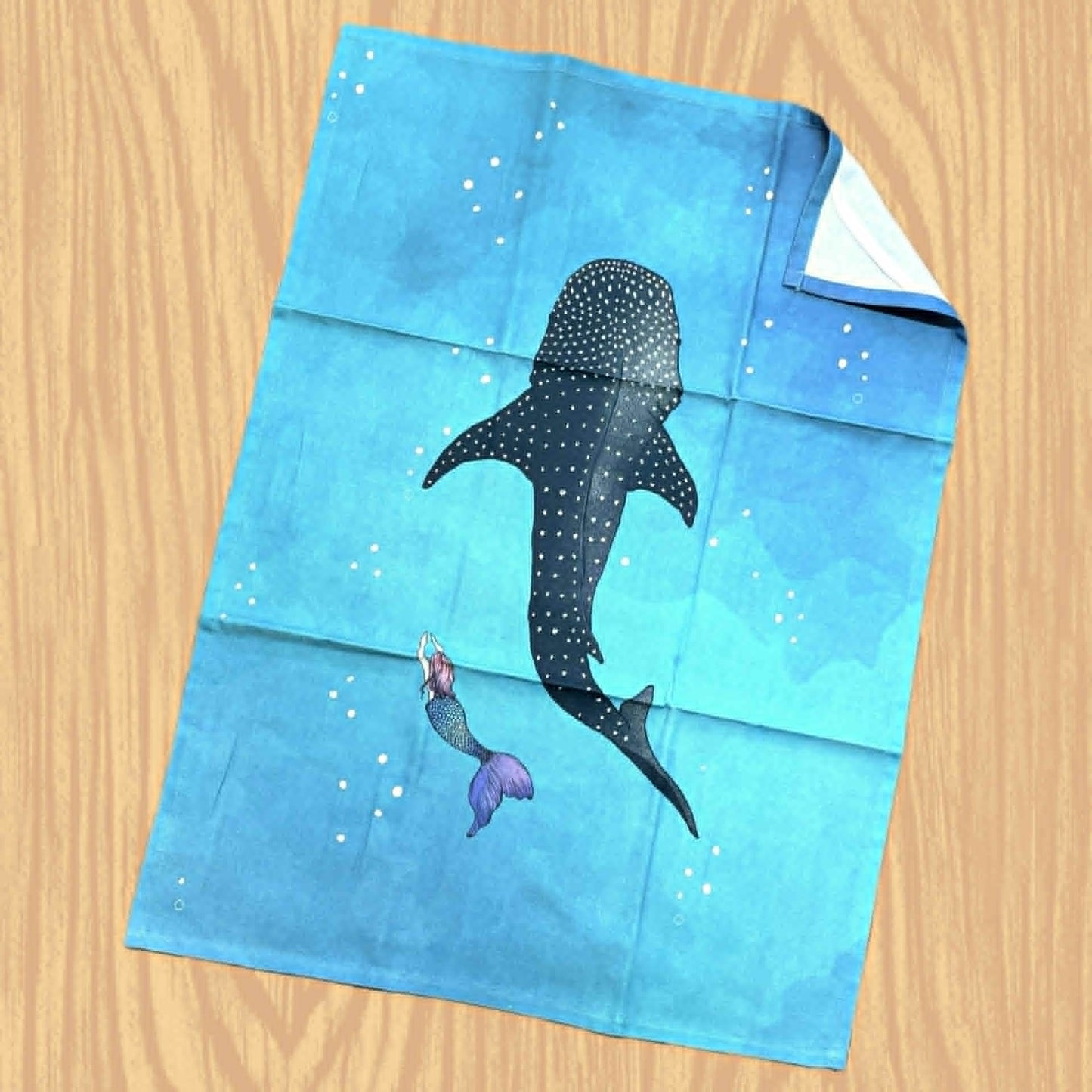 THE SCENIC ROUTE - "WHALESHARK & MERMAID"- Cotton Art Tea Towel