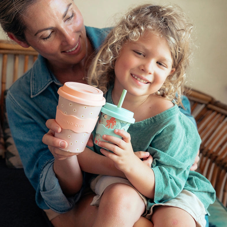 CHINO CLUB- Adult 12oz Reusable Keep Cup- Pink Daisy