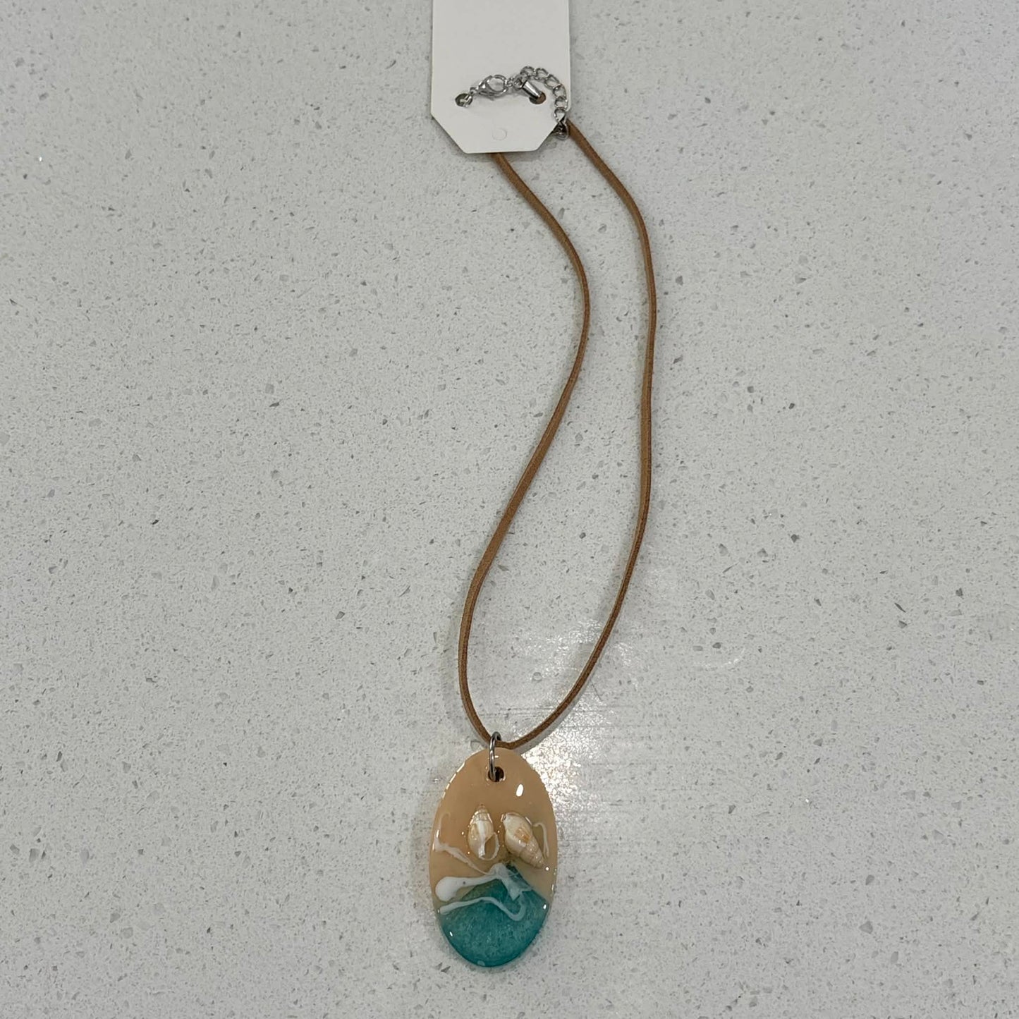 BRENDA STONE ART - Oval Ocean Pendant Suede 2